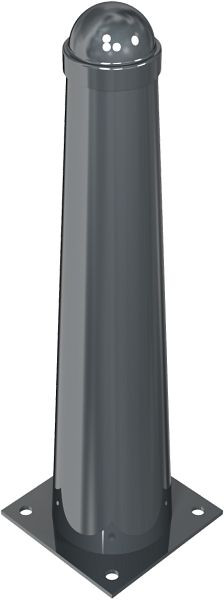 Schake-stijl tuinpaal stalen buis Ø 168 / 96 mm, stationair, voor plugbevestiging met voetplaat 220 x 220 mm, zonder oog, 40168PB