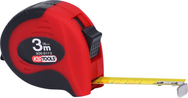 KS Tools rolmaat met slot, zwart-rood, 3m, 300.0113