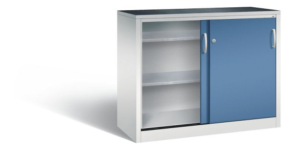 C+P schuifdeurkast Acurado, H1000xB1200xD500mm, kleur: lichtgrijs / verre blauw, 2056-092 S10043