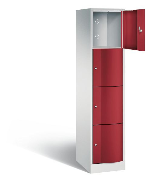 C+P lockerkast Resisto, H1950xB396xD540mm, kleur: lichtgrijs/robijnrood, 8470-172 S10016