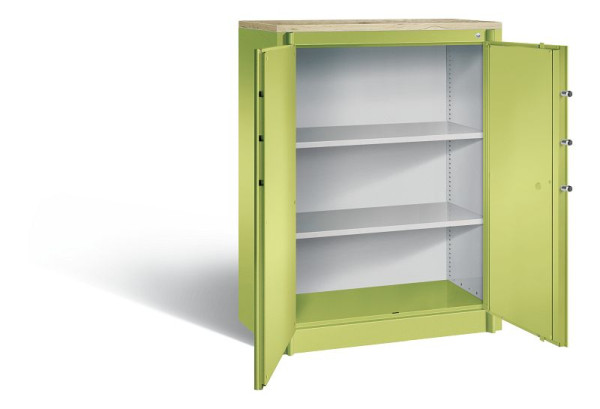 C+P brandbeveiligingskast Certos, H1226xB930xD500mm, kleur: Viridin groen / Viridin groen, handgreep, 3 niveaus, 1171-00 S10316