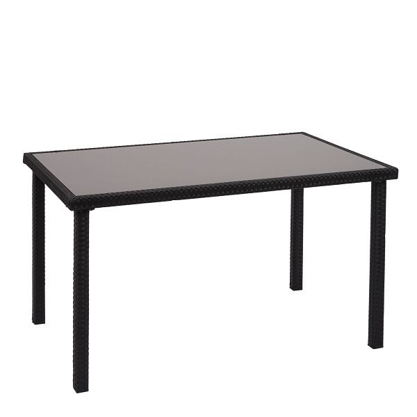 Mendler poly rotan tafel HWC-G19, tuintafel balkontafel, 120x75cm, zwart, 70951