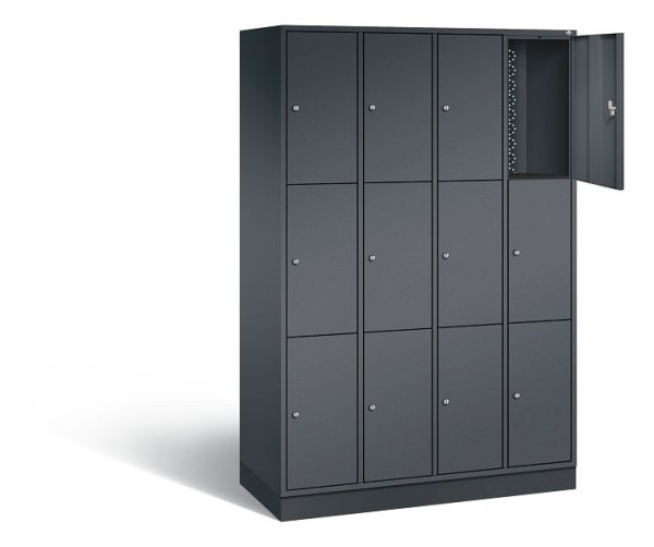 C+P lockerkast Intro, H1950xB1220xD490mm, kleur: zwart-grijs, 8370-401 S10027