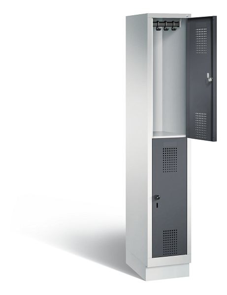 C+P locker dubbeldekker Evolo, H1800xB320xD500mm, kleur: lichtgrijs / zwartgrijs, 48320-10 S10028