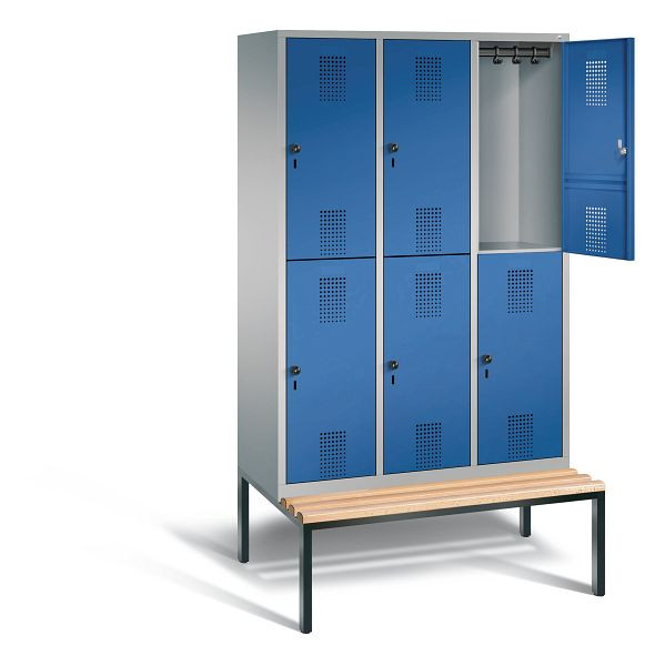 C+P locker dubbeldekker Evolo, H2090xB1200xD815mm, kleur: wit aluminium / gentiaanblauw, 48350-32 S10268