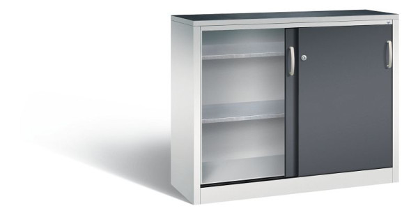 C+P schuifdeurkast Acurado, H1000xB1200xD400mm, kleur: lichtgrijs/zwartgrijs, beugelgreep, 2046-09 S10088