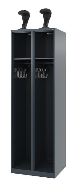 C+P Evolo brandweerkast, model EXPERT, 2 compartimenten, H1850B600T500 mm, antraciet, helmbevestiging, 0491015-20 S10004