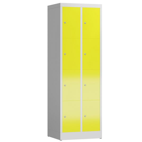 Lüllmann ClassiX lockerkast, 2 compartimenten met elk 4 compartimenten, 1800 x 590 x 500 mm, lichtgrijs/zinkgeel, X-520426
