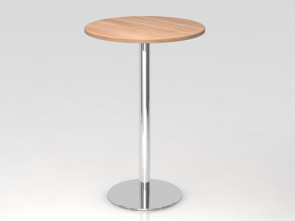 Hammerbacher bartafel 80cm rond walnoot/chroom, verchroomd frame, VSTH08/N/C
