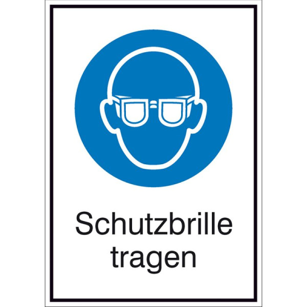 Stein HGS HGS combinatiebord met verplichte borden en aanvullende tekst, veiligheidsbril dragen, 262 x 371 mm / aluminium, reliëf, 11.a7035