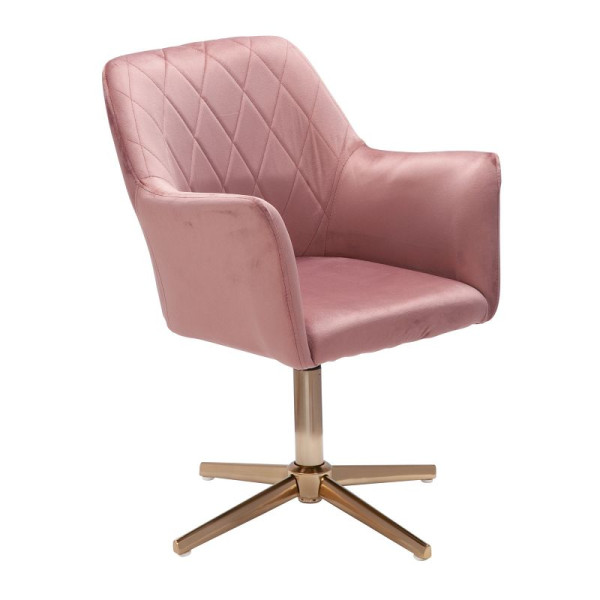 Wohnling Design Draaistoel Roze Fluweel Draaibaar zonder Wielen, met Armleuning, WL6.306