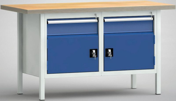 KLW standaard werkbank, 1500 x 700 x 840 mm, met beuken multiplex blad, WS177N-1500M40-E1650