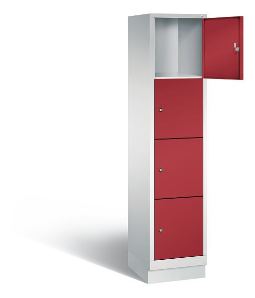 C+P lockerkast Evolo, H1800xB420xD500mm, kleur: lichtgrijs/robijnrood, 48020-124 S10017