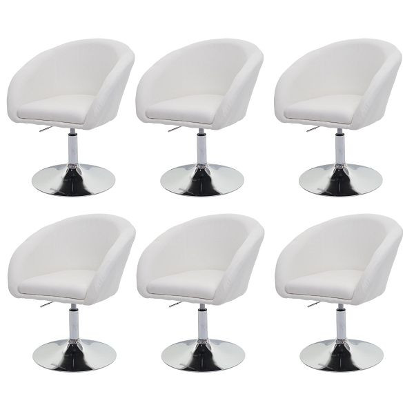 Mendler HWC-F19 set van 6 eetkamerstoelen, keukenstoel, draaistoel, loungestoel, draaibaar, in hoogte verstelbaar, stof/textiel cremewit, 6x94683
