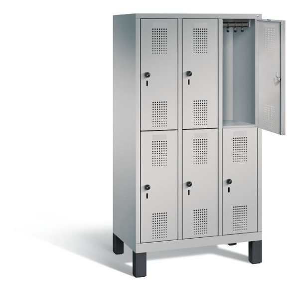 C+P schoolkluis dubbeldekker Evolo, H1650xB900xD500mm, kleur: wit aluminium, 483106-30 S10057
