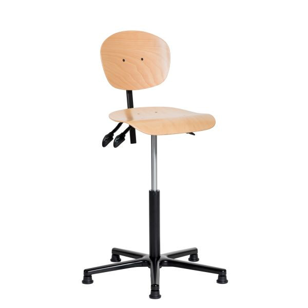 SOFAME werkstoel NATUR met glijders en voetenring, zithoogte 53-79, aluminium onderstel, W050050006