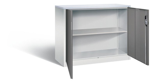 C+P kantoorkast Acurado, H1000xB1200xD500mm, kleur: lichtgrijs/vulkaangrijs, verzonken handgreep, 2 niveaus, 9486-1200 S10297