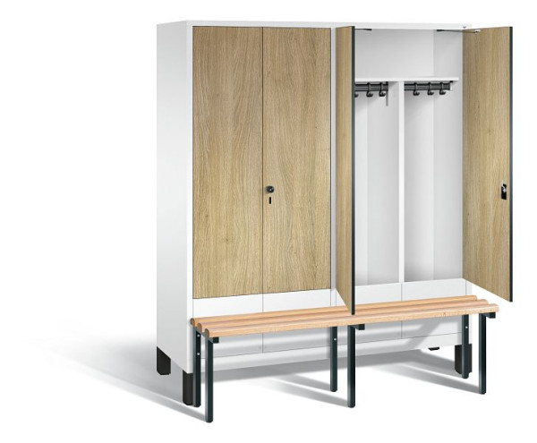 C+P zwart wit kastje Evolo, H1850xB1590xD815mm, kleur: verkeerswit / decor eiken Sereno, 48032-42 S10087