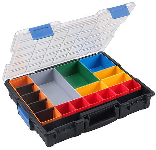 Bedrunka + Hirth Flex-Box kunststof 18 vakken, afmetingen in mm (BxDxH): 440 x 355 x 76, 04.KK454230