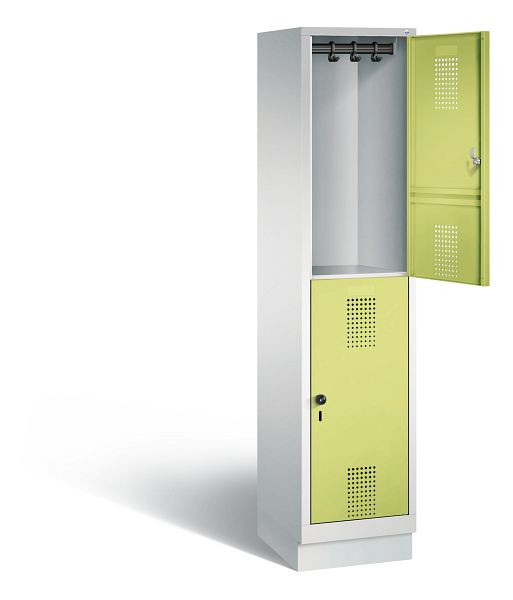 C+P locker, dubbellaags Evolo, H1800xB420xD500mm, kleur: lichtgrijs / virid groen, 48320-12 S10098