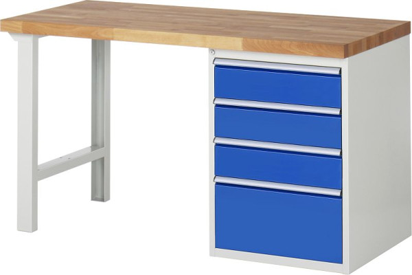 RAU werkbank serie 7000 - modulair ontwerp, 4 x laden, 1500x840x700 mm, 03-7510A1-157B4S.11