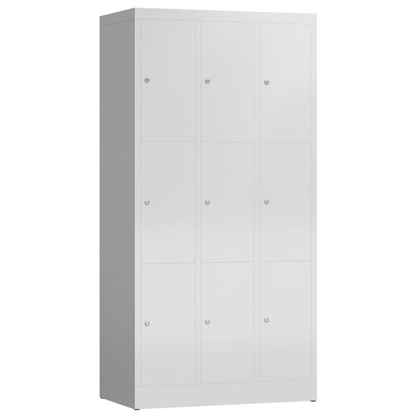 Lüllmann ClassiX lockerkast, 3 compartimenten met elk 3 compartimenten, 1800 x 870 x 500 mm, lichtgrijs, X-520330