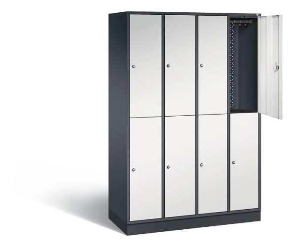 C+P locker, dubbellaags intro, H1950xW1220xD490mm, kleur: zwartgrijs/lichtgrijs, 8270-401 S10059