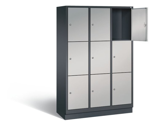 C+P lockerkast Evolo, H1800xB1200xD500mm, kleur: zwart-grijs/wit aluminium, 48020-323 S10177