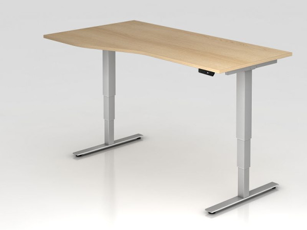 Hammerbacher elektrisch zit-sta bureau 180x100/80cm eiken, freeform, links of rechts te monteren, VXDSM18/E/S