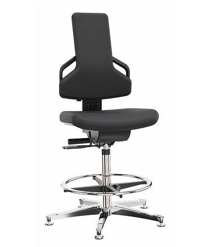 Dauphin Premium werkstoel, bekleding stof zwart, aluminium onderstel, vloerglijders, voetring, 266-916