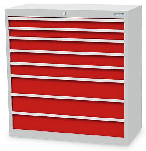 Bedrunka + Hirth ladekast mm, R 36-16, 8 laden, 980 x 500 x 1019 mm, paneelhoogte in mm: 2x75, 3x100, 3x150, draagvermogen in kg: 75, 90.23300-75