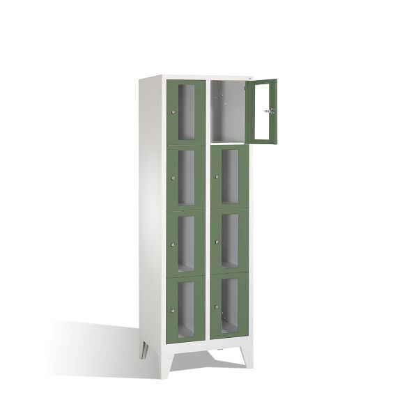 C+P lockerkast Classic, H1850xB610xD500mm, kleur: lichtgrijs / reseda groen, 8010A204 S10005