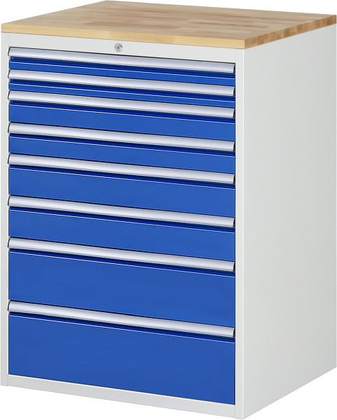 RAU ladekast serie 7000, B770 x D650 x H1035mm, massief beukenhouten blad, laden: 2xH60, 2xH90, 2xH120, 1xH180, 1xH210 mm, 13-XL7.11A-B.11
