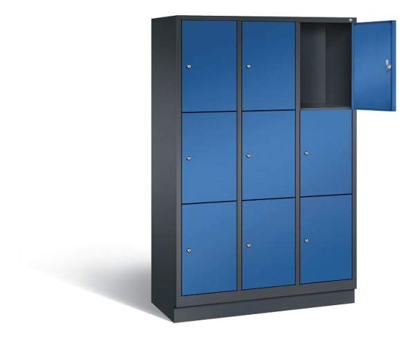 C+P lockerkast Evolo, H1800xB1200xD500mm, kleur: zwartgrijs / gentiaanblauw, 48020-323 S10126