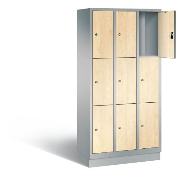C+P lockerkast Evolo, H1800xB900xD500mm, kleur: wit aluminium / Donau esdoorn decor, 48020-303 S10249