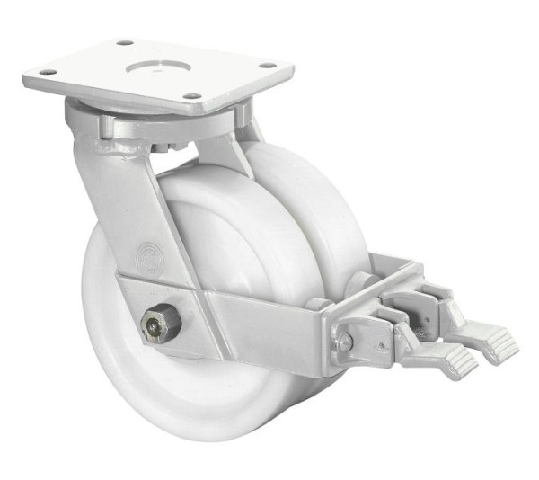 BS Wielen Zware dubbele zwenkwiel met wiel/slot, breedte 2x60 mm, Ø250 mm, tot 2000 kg, loopvlak/wiellichaam kunststof, kogellager, S120.B15.251