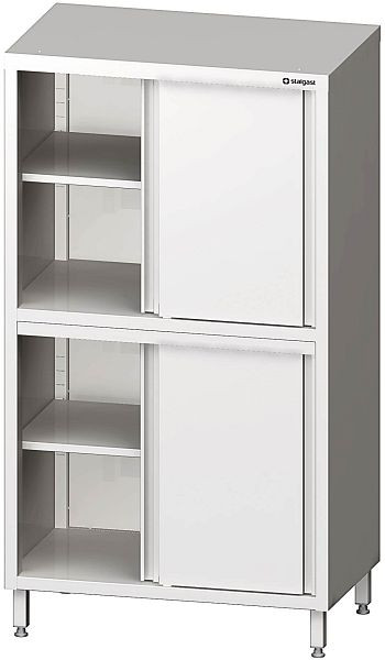 Hoge kast Stalgast, hoogte 1800 mm, met schuifdeuren, met twee kasten, gelast