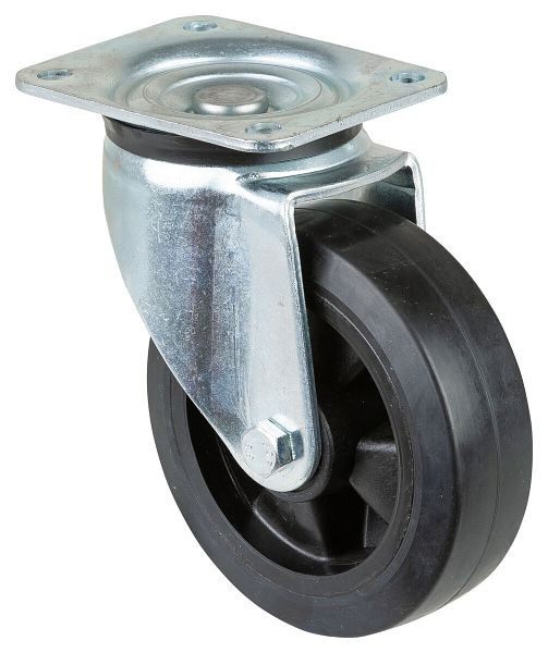 BS Rollen zwaarlastwiel, wielbreedte 50 mm, wiel-Ø 160 mm, draagvermogen 250 kg, zwarte elastische banden, kunststof wiellichaam, rollager, L600.B60.160