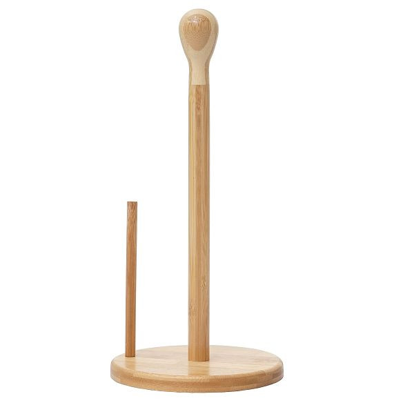 Mendler keukenrolhouder HWC-B84, rolhouder keukenpapierstandaard, bamboe 34x16x16cm, 60732