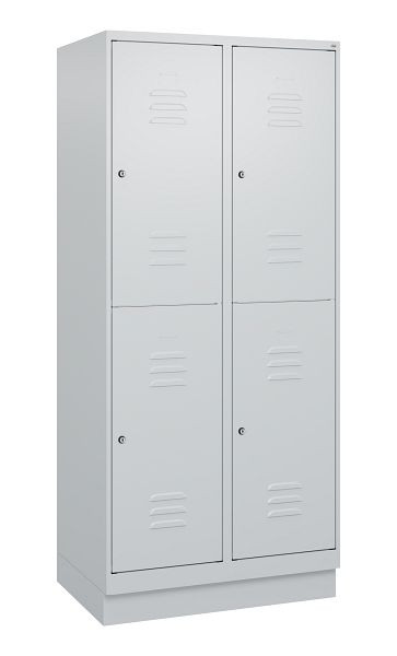 C+P Doppelstöckiger Spind Classic PLUS, Sockel, 2 Abteile, 1800x800x500mm, 7035/7035, Zylinderschlösser, 0803207-22 S10024