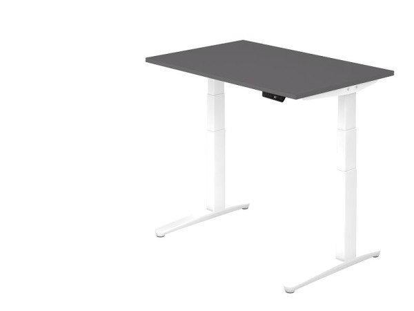 Hammerbacher elektrisch zit-sta bureau 120x80cm grafiet/wit, rechthoekige vorm, VXBHM12/G/WW