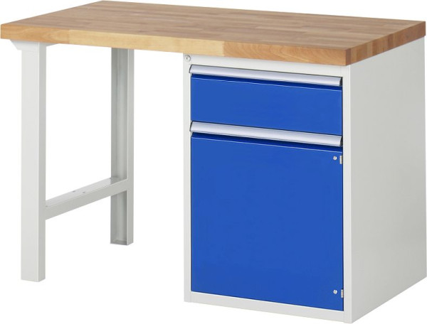 RAU werkbank serie 7000 - modulair ontwerp, onderbouw container (1x lade, 1x draaideur), 1250x840x700 mm, 03-7502A1-127B4S.11