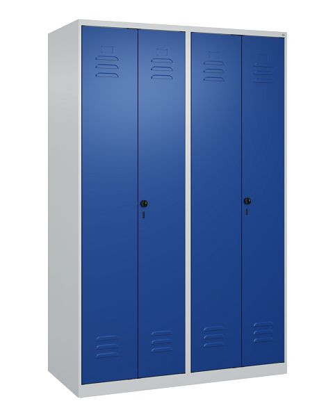 C+P Umkleidespind Classic PLUS, Doppel-Spind, 4 Abteile, 1850x1200x500mm, 7035/5010, Drehriegel, 080002-40P S10003