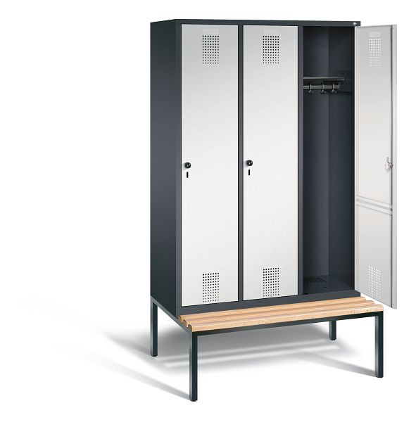 C+P garderobekast Evolo, H2090xB1200xD815mm, kleur: zwartgrijs/lichtgrijs, 48050-32 S10050
