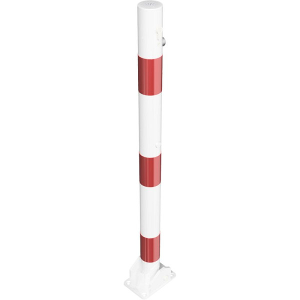 Stone HGS afzetpaal -Bollard-, verschillende vergrendeling, topsluiting, voor deuvels, wit, met 3 rode lichtlijsten, zonder oogjes, 460uzb