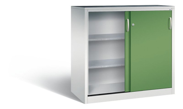 C+P schuifdeurkast Acurado, H1200xB1200xD600mm, kleur: lichtgrijs / reseda groen, beugelgreep, 2067-09 S10021