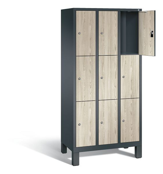 C+P lockerkast Evolo, H1850xB900xD500mm, kleur: antracietgrijs / decor Sen ash, 48010-303 S10183