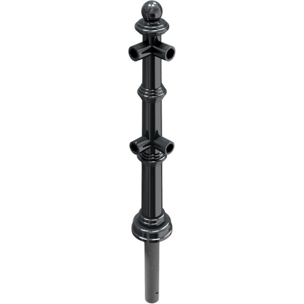 Stone HGS stijl beschermleuning, hoekpalen voor boven- en knierails, conisch Ø 60-160mm, bovengrondse hoogte 900mm, voor inzetting in beton met grondanker, antracietgrijs (ijzermica), 495.13b