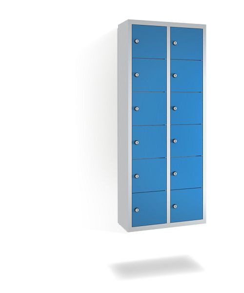 C+P kleine locker Intro, H1130xB460xD200mm, kleur: lichtgrijs / lichtblauw, 80700-223 S10014