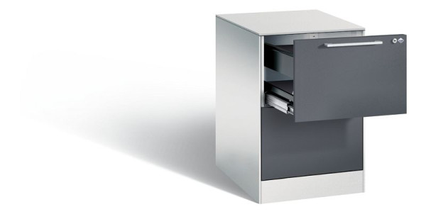 C+P hangarchiefkast Asisto, H710xB440xD600mm, kleur: lichtgrijs/zwartgrijs, beugelgreep, 146275-211 S10069